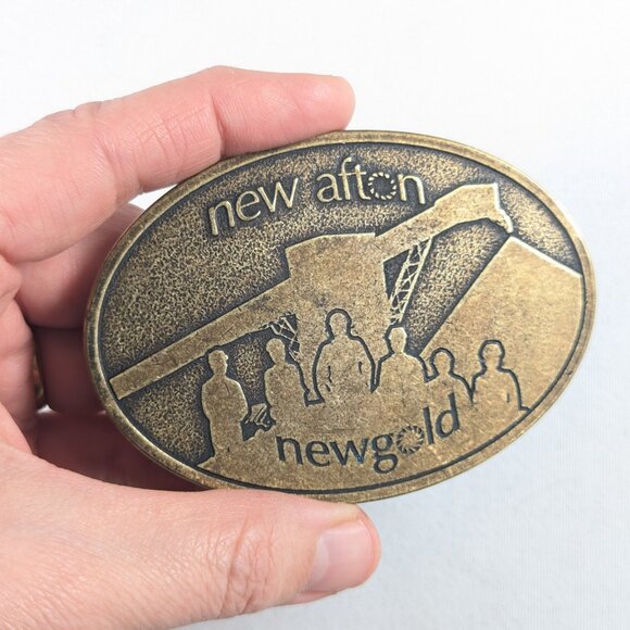 New Afton New Gold belt buckle, Brass gold mining industry Kamloops BC - Picture 2 of 7